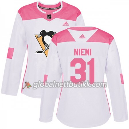 Pittsburgh Penguins Hockeydrakt Antti Niemi 31 2017-2018 Hvit Rosa Fashion Adidas Authentic - Dame